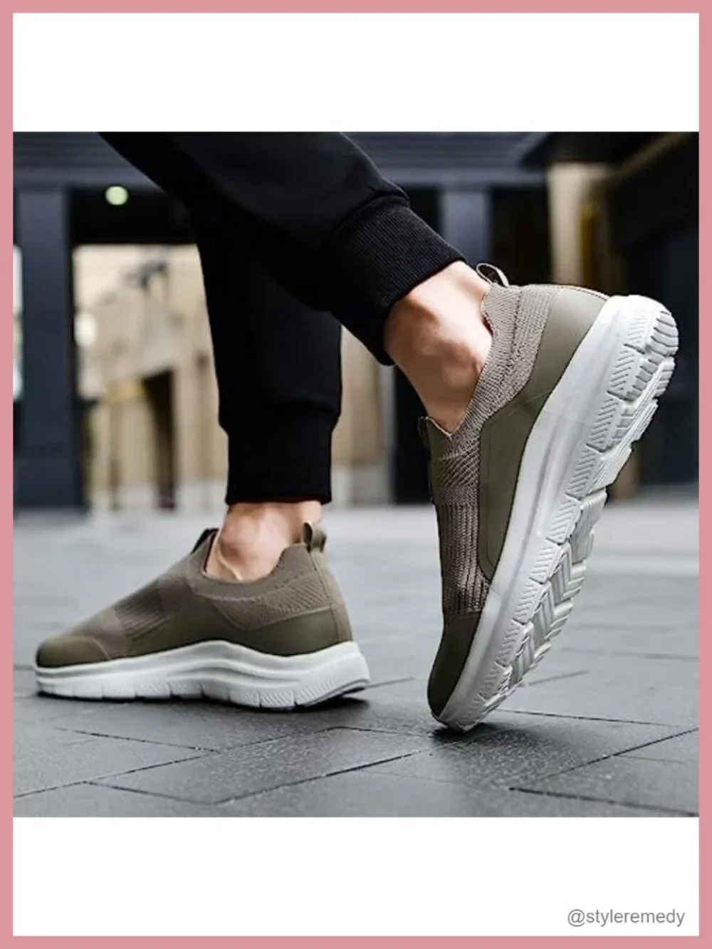 Wide Fit Slip On Walking Sneakers Men's Breathable Knit Memory Foam